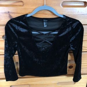 Black velvet crop top